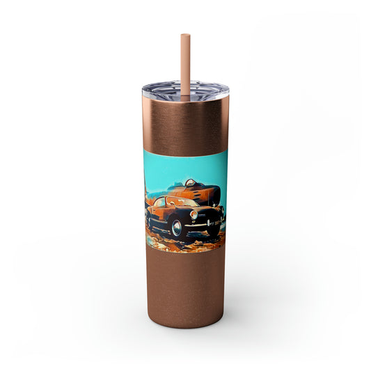 Aviation Wings and Wheels Skinny Tumbler with Straw, 20oz