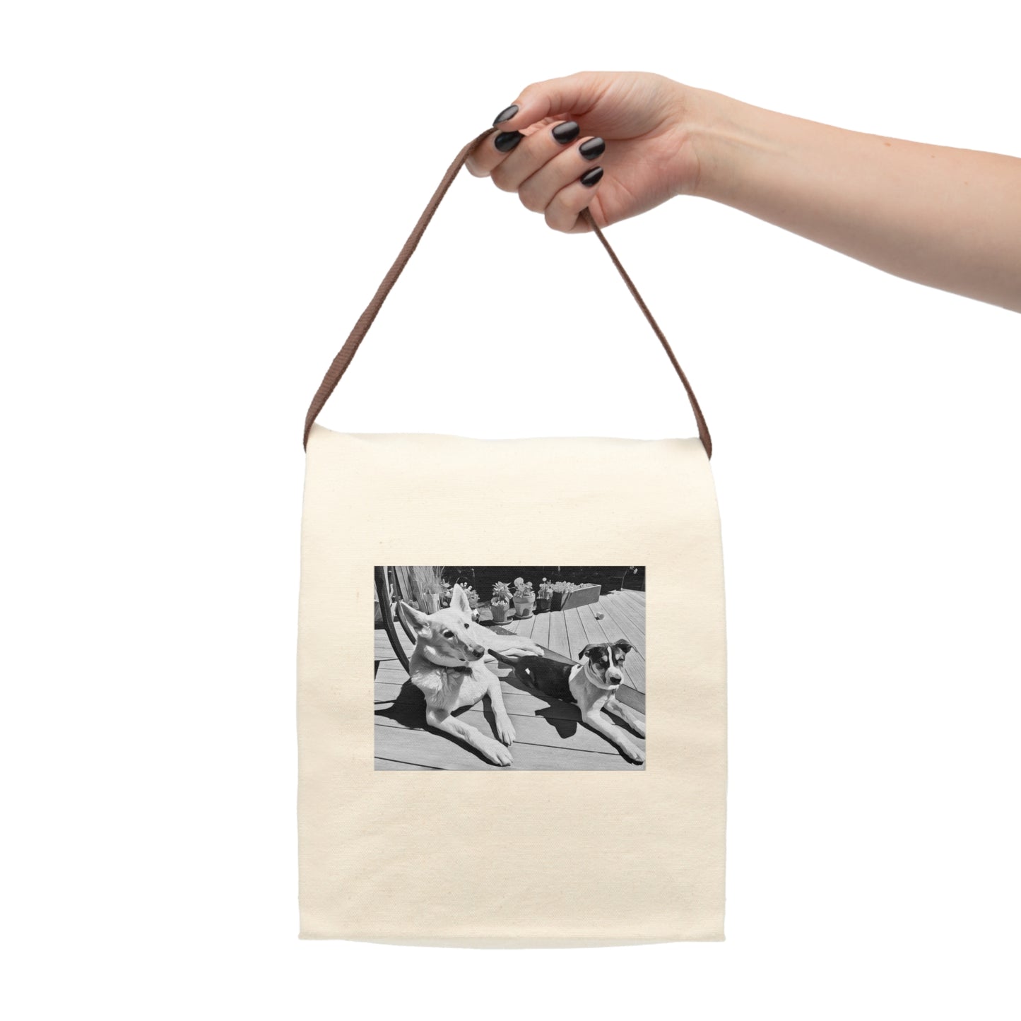 Amy Dogs Canvas Lunch Bag With Strap