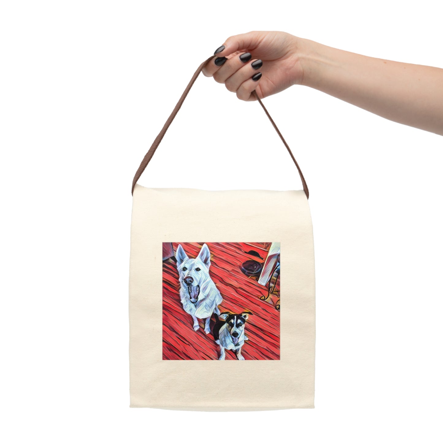 Amy Dogs Canvas Lunch Bag With Strap