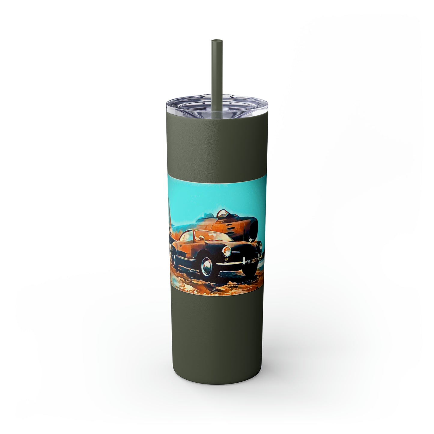 Aviation Wings and Wheels Skinny Tumbler with Straw, 20oz